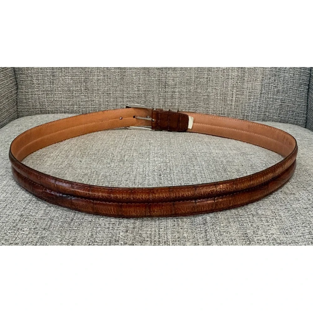 Martin Dingman Alligator Leather Belt Brown Handmade Austria 45126 Men's 34